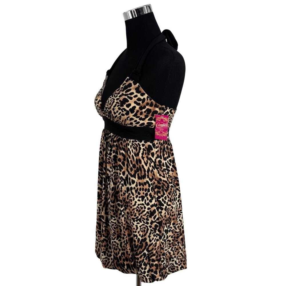 Vintage NWT Candies Leopard Halter Mini Dress S| Y2K Bimbocore McBling Fairycore - Picture 6 of 16